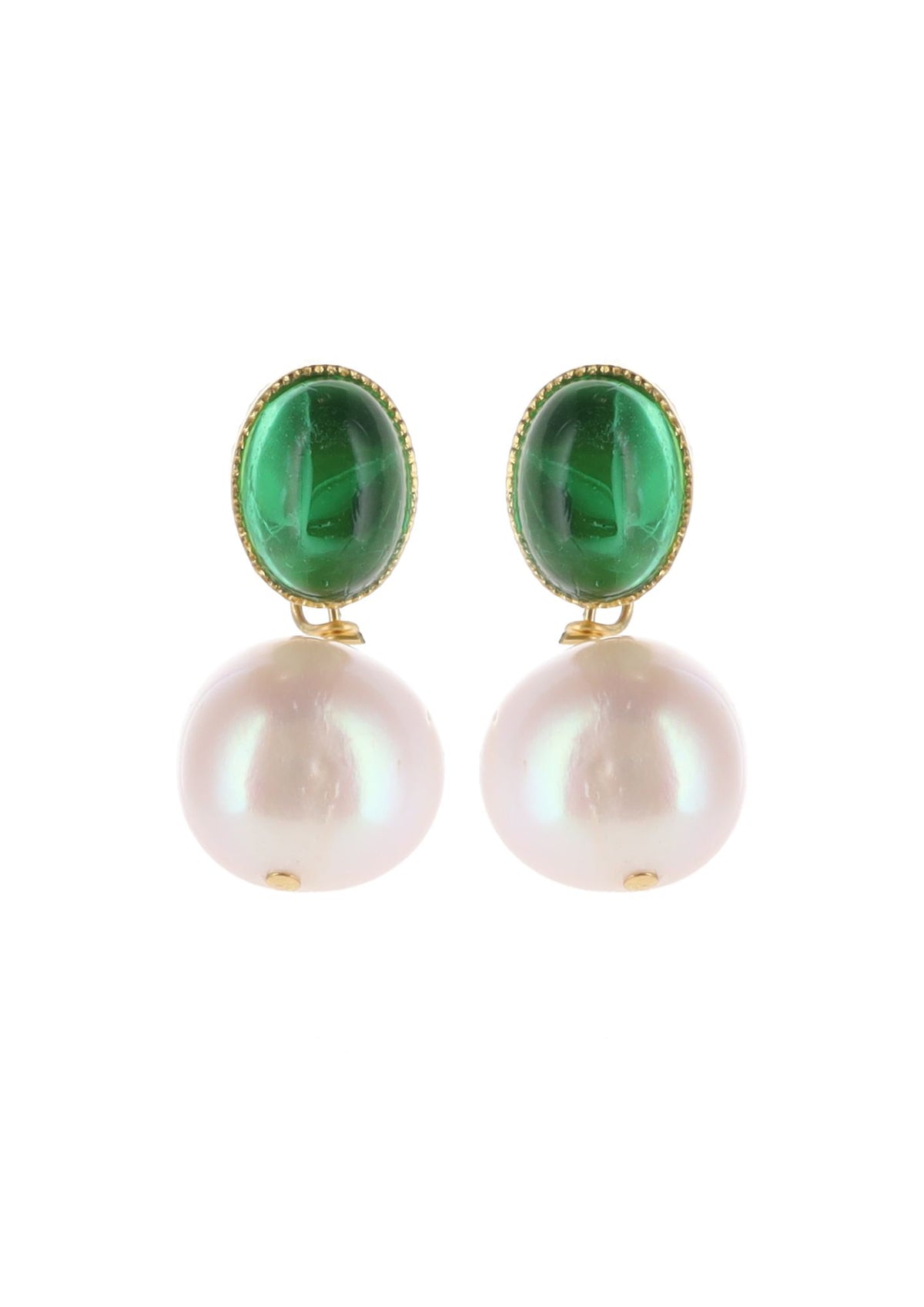 Clotilda Earrings in Green by Laurence Coste
