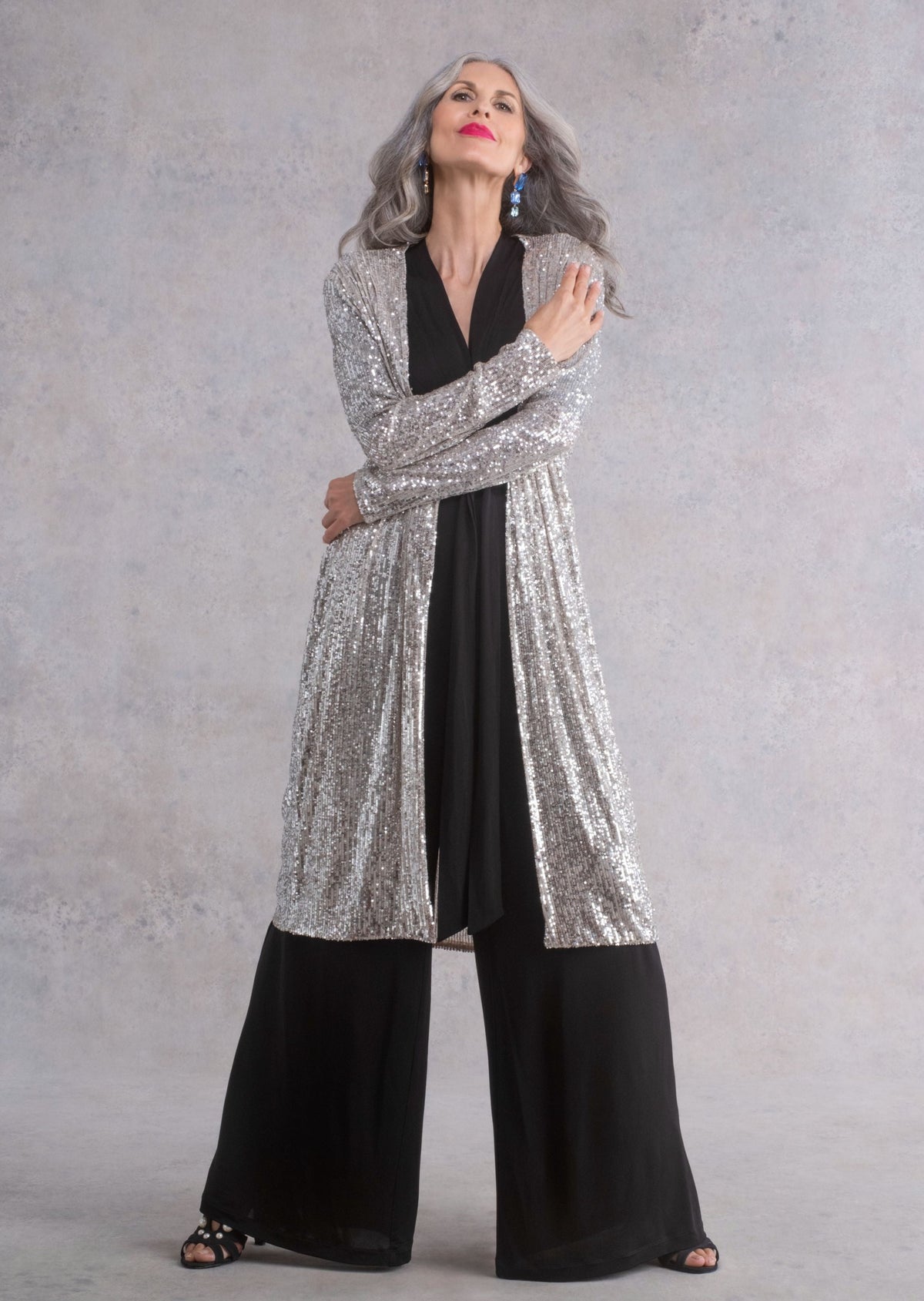 Oyster silver sequin cardigan 