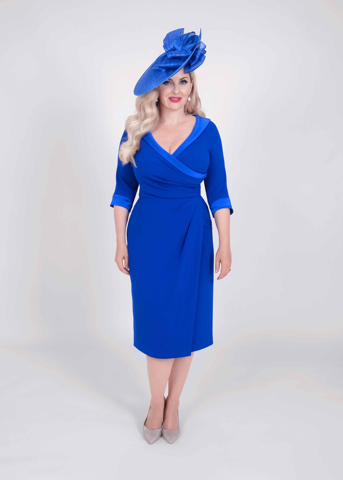 bright blue mother of the bride dress