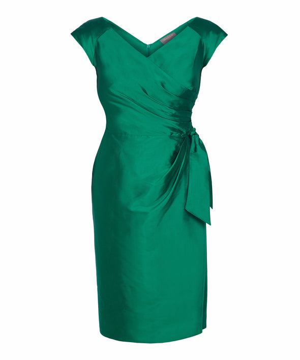 Emerald Green Silk Dupion Confident Cap Sleeve Dress