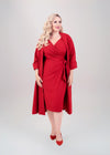 New Red Confident Bombshell Cap Sleeve Dress in Moss Crepe