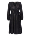 Bell Sleeve Wrap Dress in Black Sequin