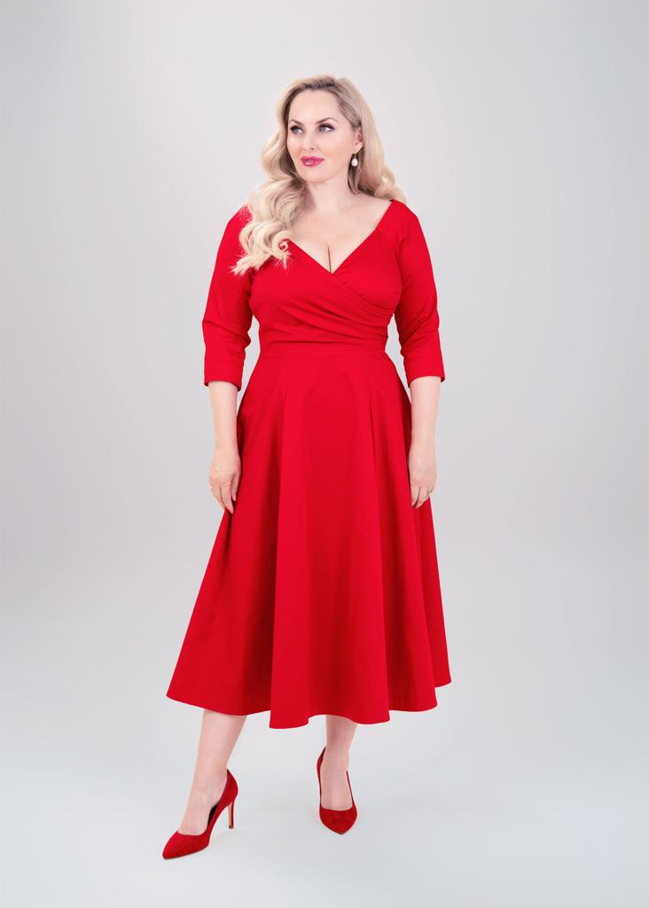 Red Bombshell 'Edge Of The Shoulder' Midi Dress